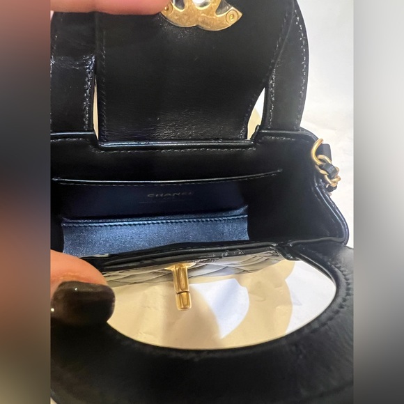 Chanel Kelly Black Top Handle Nano Mini SLG Purse w/Chain Micro Shopping Bag 23K - Picture 12 of 15
